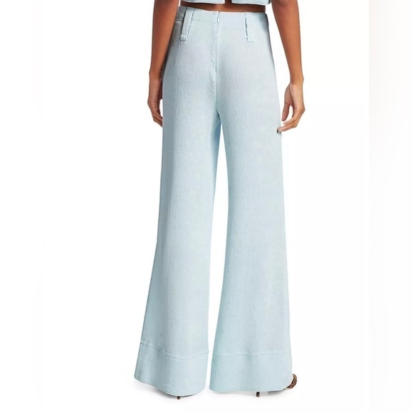 STAUD Bernard Textured Light Blue High Rise Wide Flare Leg Pants 6, S/M Waist 28 - Picture 3 of 13